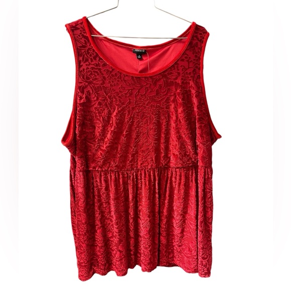NWT Torrid Red Velvet Peplum Top - Picture 2 of 6